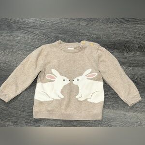 H&M Tan Sweater with White Bunny Design